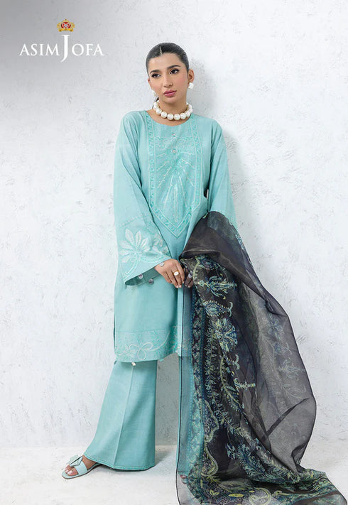 Asim Jofa- AJPB-237 EMBROIDERED RAW SILK STITCHED 3PCS