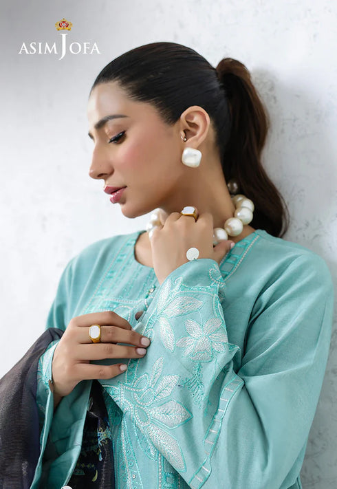 Asim Jofa- AJPB-237 EMBROIDERED RAW SILK STITCHED 3PCS