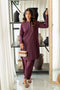 Azure Chic Wine – Maroon Designer Set in Premium Blended Fabric