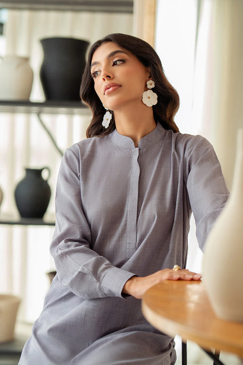 Azure Stormy Sky – Blueish Grey Designer Set in Premium Blended Fabric