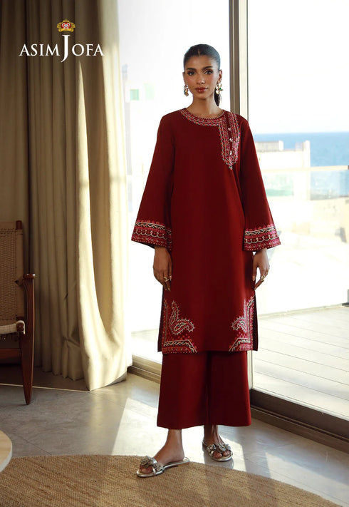 Asim Jofa- AJPB-136 EMBROIDERED SLUB RIB LAWN STITCHED 2 PCS