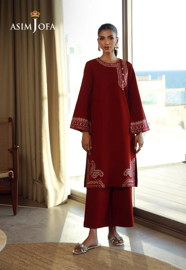 Asim Jofa- AJPB-136 EMBROIDERED SLUB RIB LAWN STITCHED 2 PCS