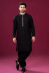 Muraqsh – Formal Black Pattern Collar Neck Embroidered Kurta Shalwar – Men | Ready to Wear