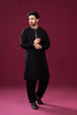 Muraqsh – Formal Black Pattern Collar Neck Embroidered Kurta Shalwar – Men | Ready to Wear