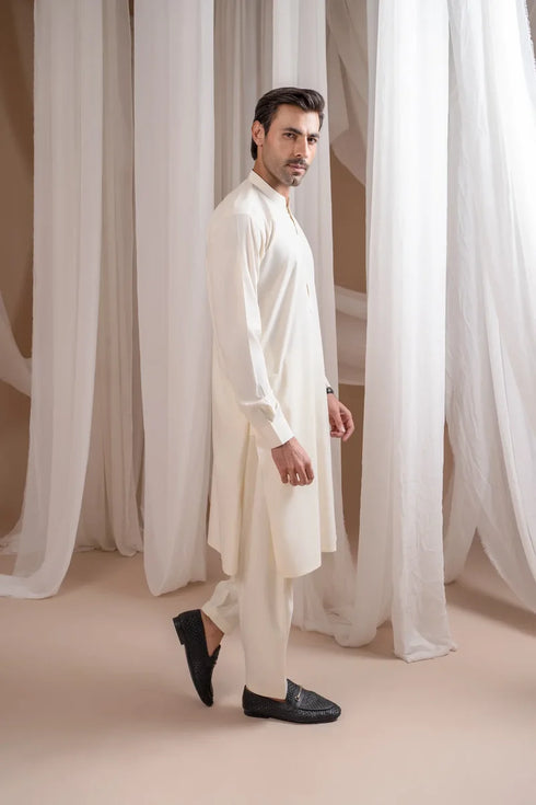 Muraqsh - Bosky White Plain Kurta Shalwar – Men | Ready-to-Wear