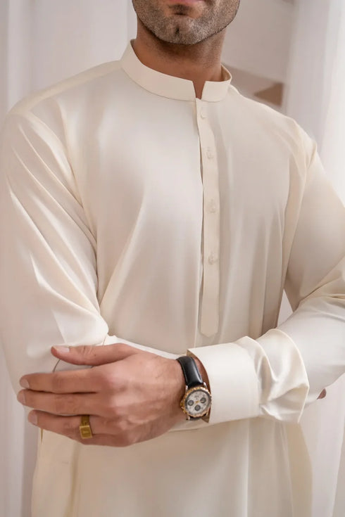 Muraqsh - Bosky White Plain Kurta Shalwar – Men | Ready-to-Wear