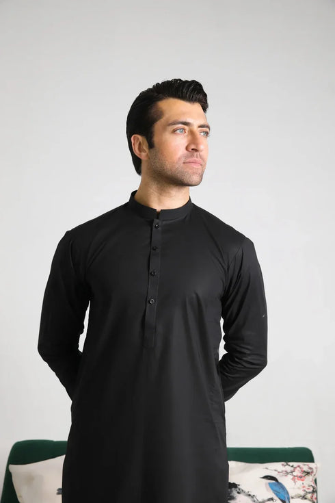 Muraqsh – Black Soft Cotton Kurta Shalwar – Men | Ready to Wear