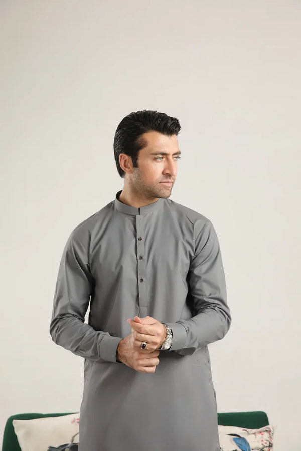 Muraqsh – Light Grey Soft Cotton Kurta Trouser – Men | Ready to Wear