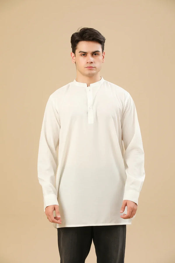 Muraqsh Off White Textured Short Kurta β Men | Ready-to-Wear