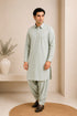Muraqsh – Ash Mint French Collar Kameez Shalwar – Men | Ready to Wear