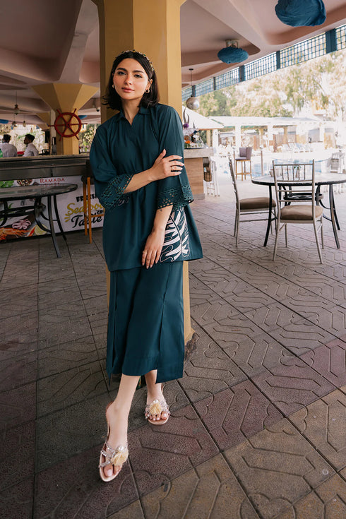 Azure Minty Vibe – Teal Green Designer Set with Fold Flair Trousers