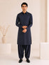 Muraqsh – Navy Blue French Collar Kameez Shalwar – Men | Ready to Wear