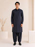 Muraqsh – Navy Blue French Collar Kameez Shalwar – Men | Ready to Wear