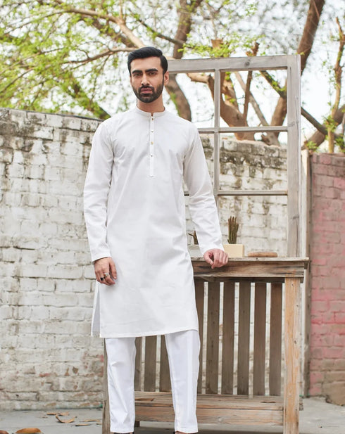 Muraqsh – Off White Cotton Kurta Trouser – Men | Ready to Wear