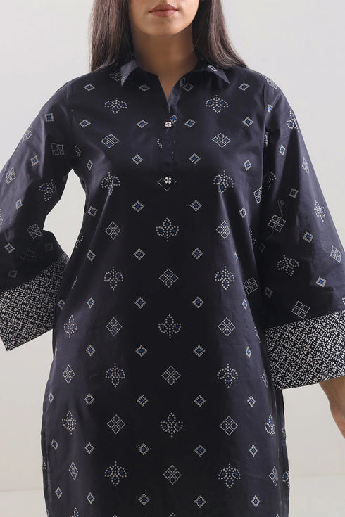 SAYA Deep Black Printed Lawn Stitched 2PC Sui