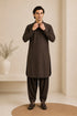Muraqsh – Dark Brown French Collar Kameez Shalwar – Men | Ready to Wear