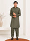 Muraqsh – Olive Green French Collar Kameez Shalwar – Men | Ready to Wear