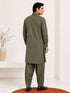 Muraqsh – Olive Green French Collar Kameez Shalwar – Men | Ready to Wear