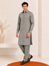Muraqsh – Sand Grey French Collar Kameez Shalwar – Men | Ready to Wear