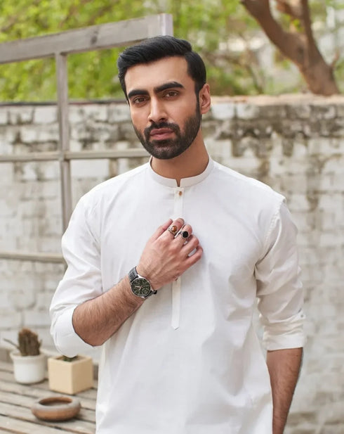 Muraqsh – Off White Cotton Kurta Trouser – Men | Ready to Wear