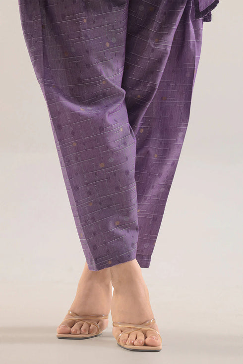 SAYA Majestic Purple Cotton Jacquard Stitched 2PC Suit